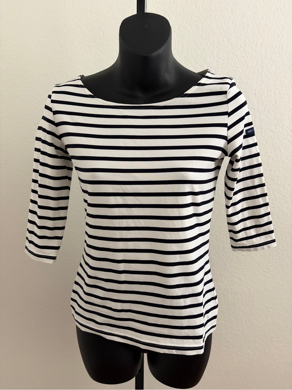 Saint James Breton Black & White Striped Boatneck Top, size 4
